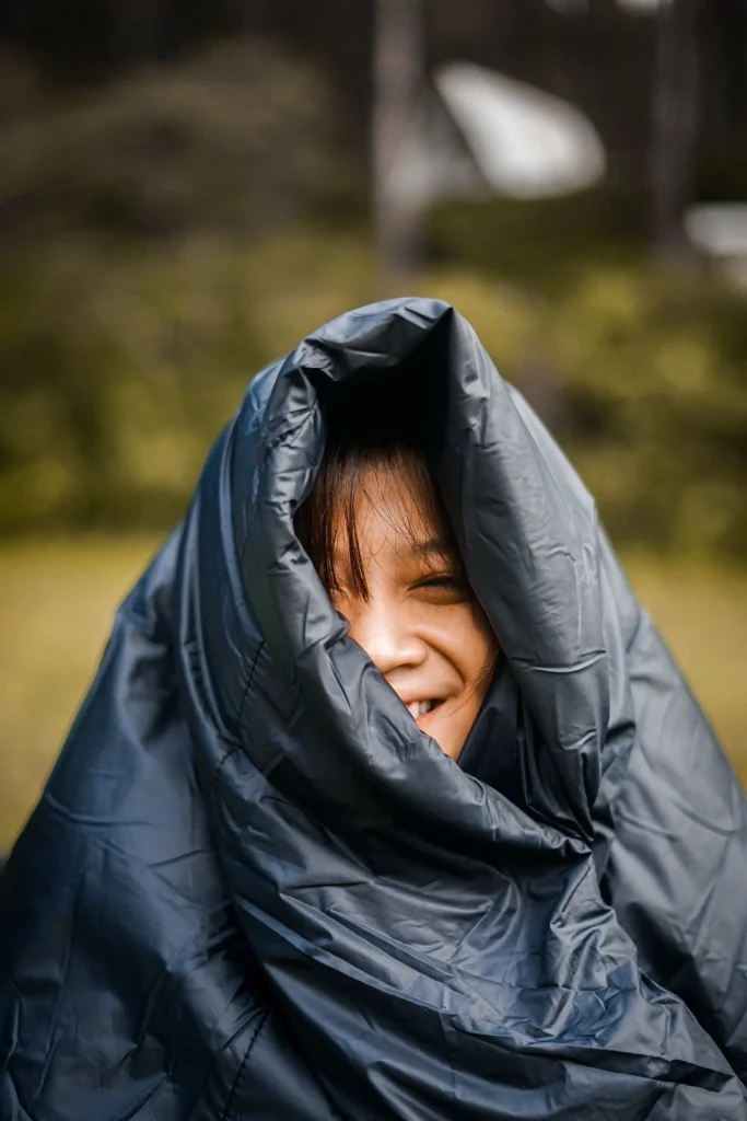 Girl in a sleeping bag